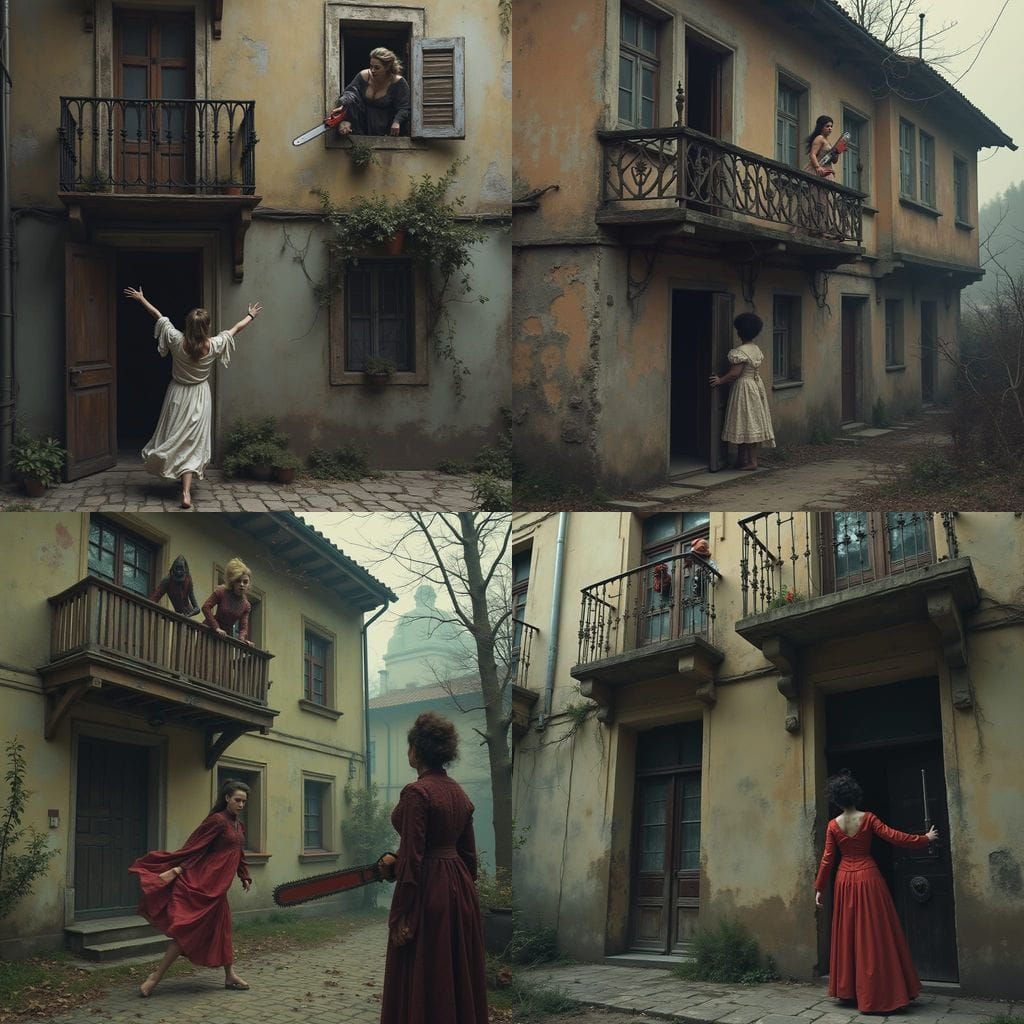 Fierce Balkan Woman Chases Away Gypsy Woman with Chainsaw