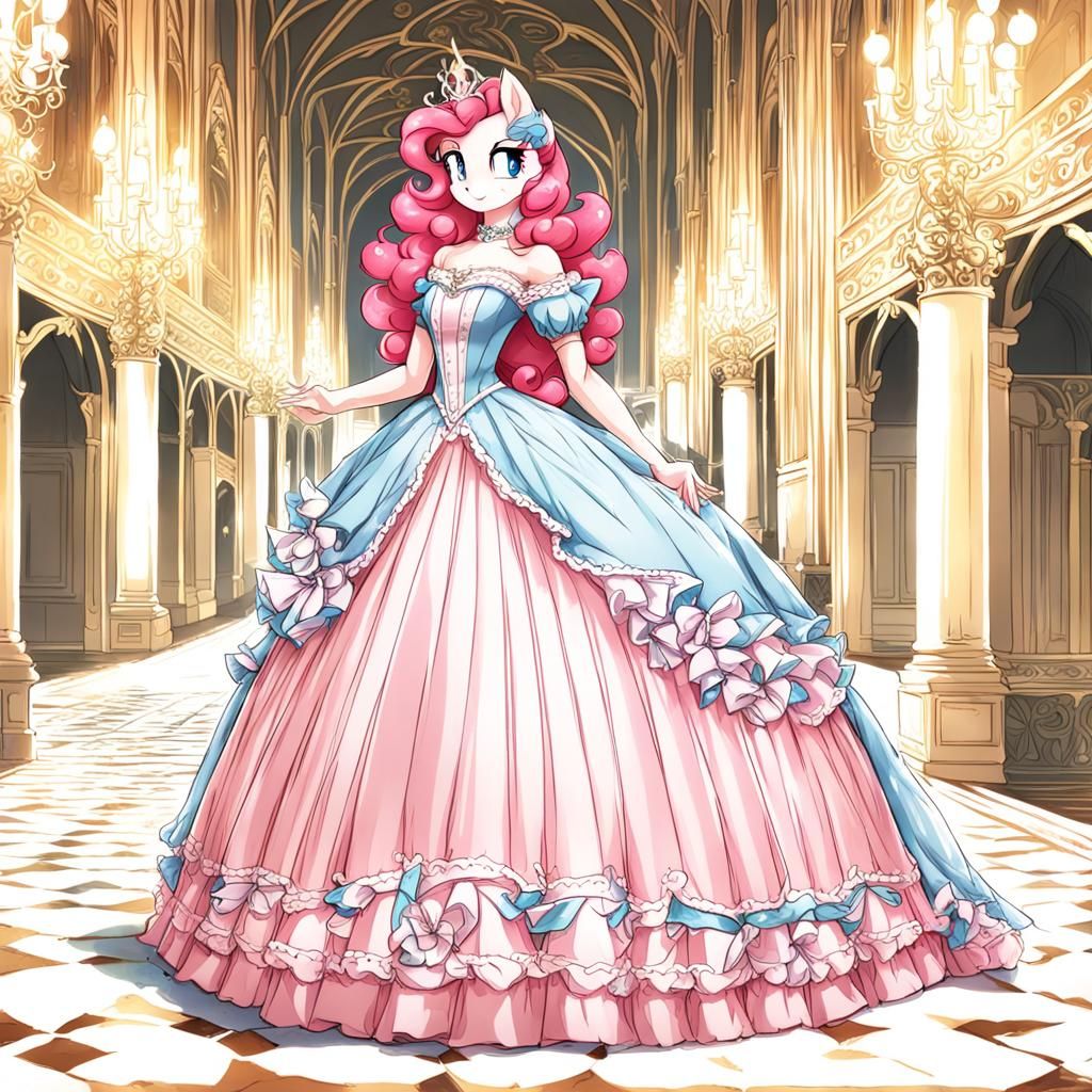 Pinkie Pie Princess at Palace Party in Anime Style