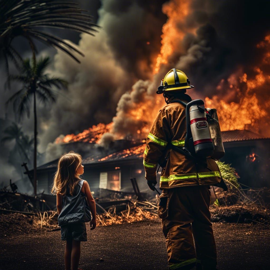 Firefighter Battles Blaze as Mother Looks On