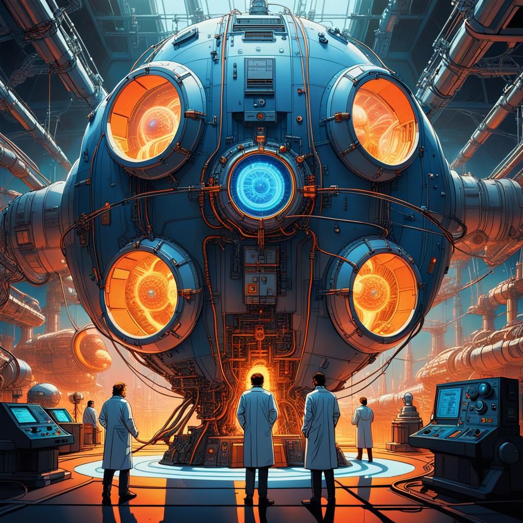 Hydrogen Photon Bomb Concept Art in Futuristic Lab