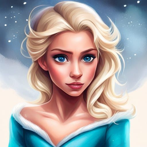 Disney's Elsa and Anna Embrace in Winter