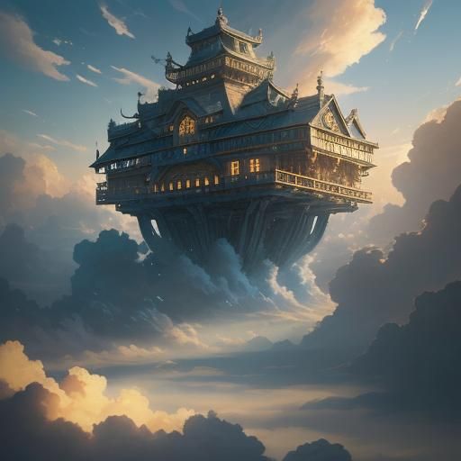 Magical Floating Library in the Sky