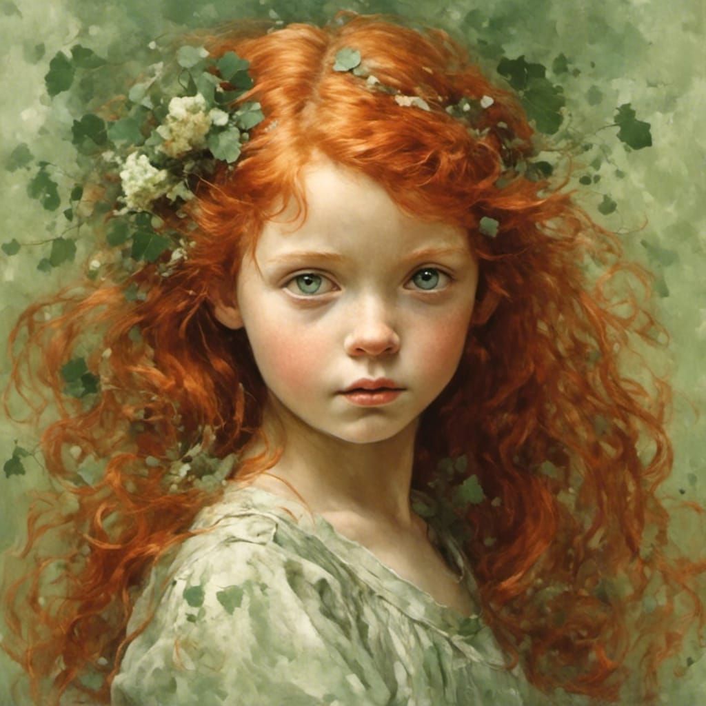 Striking Portrait of Irish Redhead in Digital Art Style