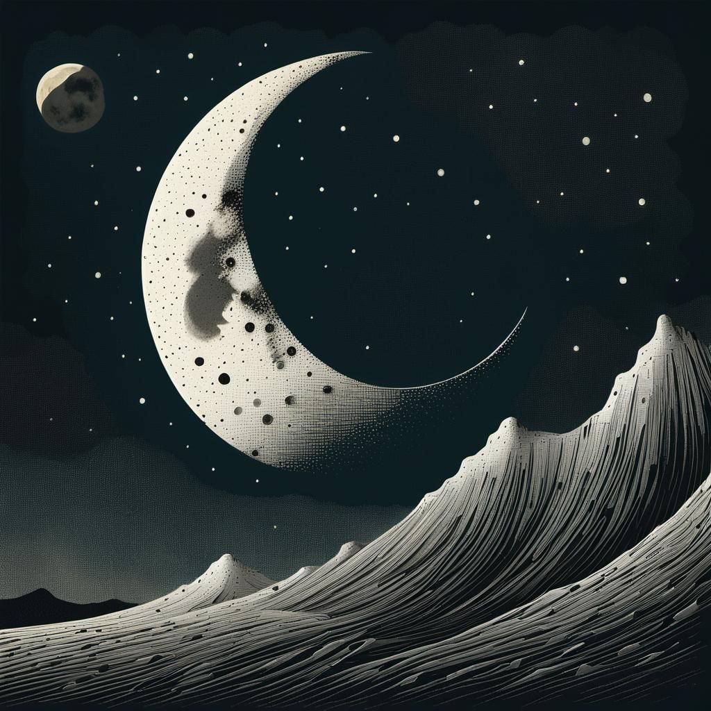 Memento Mori Moon in Mixed Media Collage