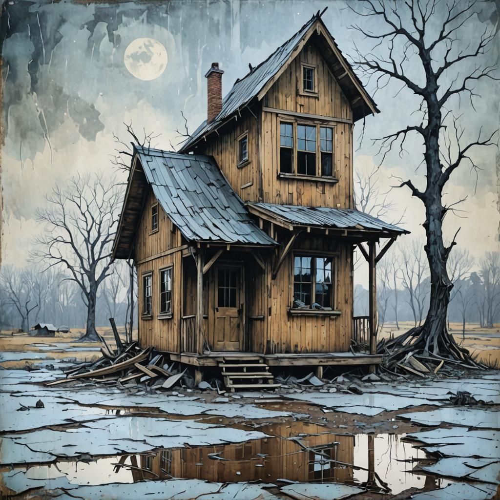 A old two-story wooden house