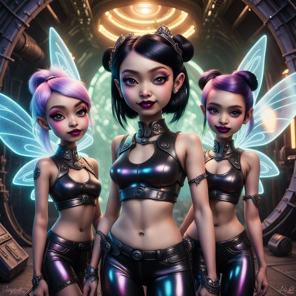 Cyberpunk Bratz Princesses with Tron Lighting