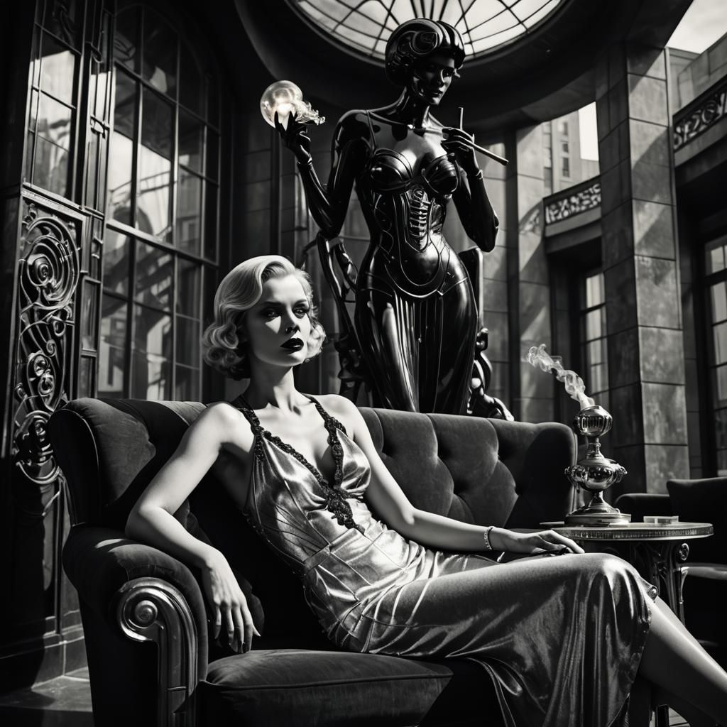 Art Deco Lady in Bio-Mechanical Fusion Style