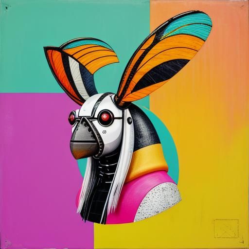 Cyber Cockroach Portrait: Neo-Primitivism Psychedelic Art