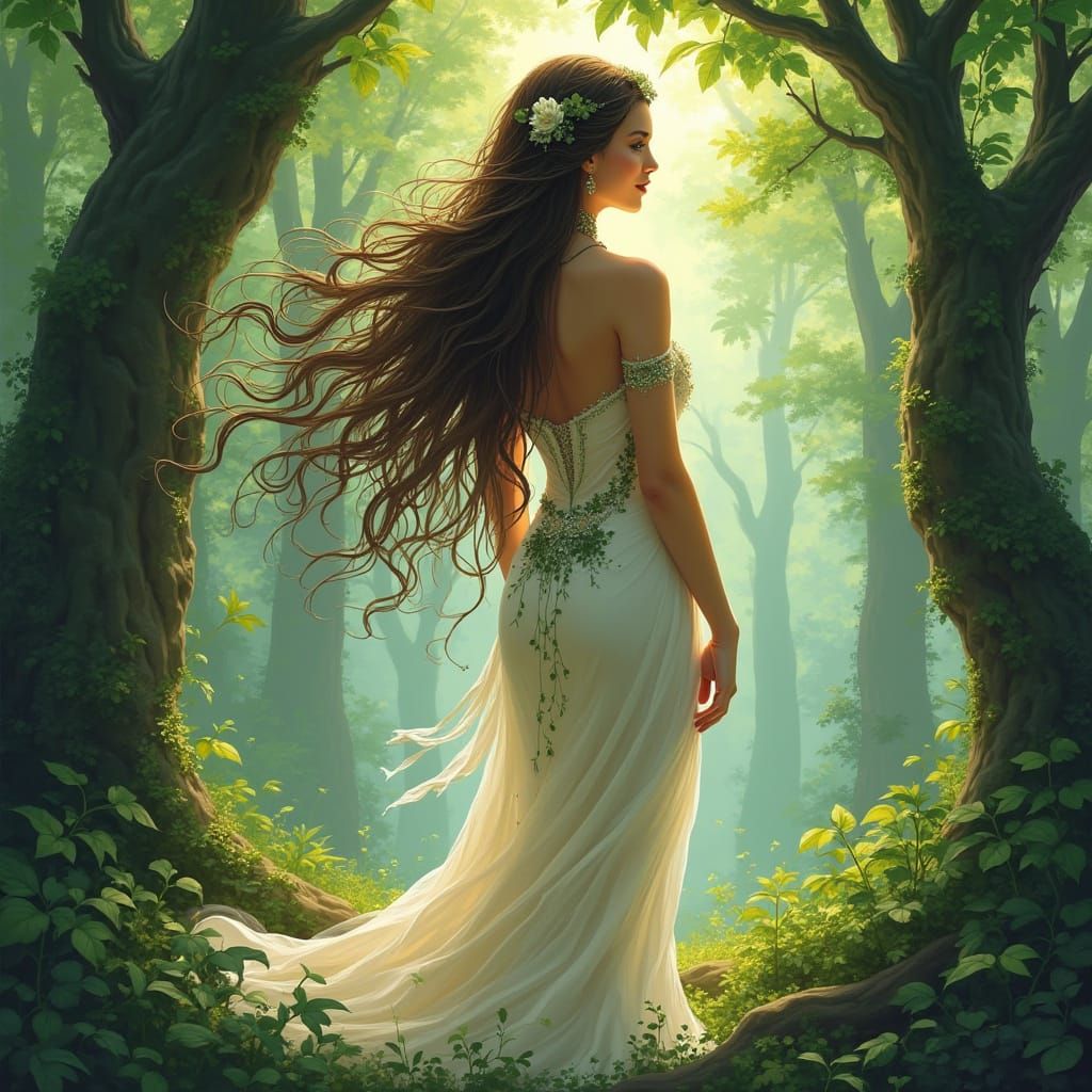 Goddess of the Forest in Dreamlike Digital Art