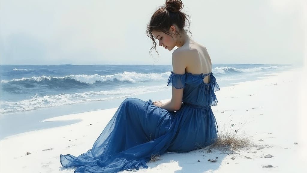 Blue Woman in a Winter Wonderland