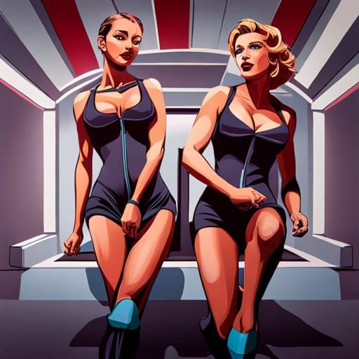 Black Widow Duo in Luminous Digital Painting