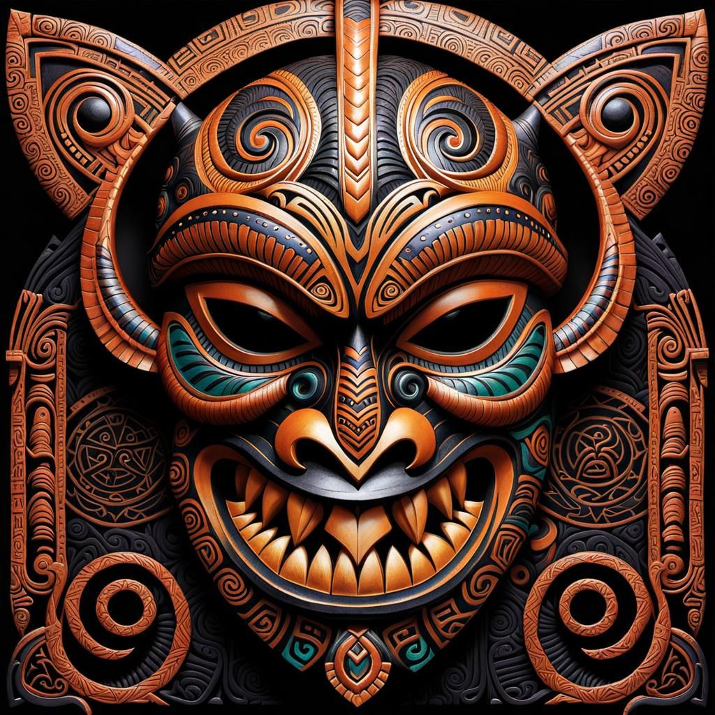 Bouclier tribal inspiration Tiki Maori