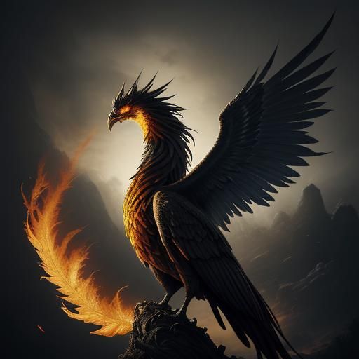 Phoenix Rising with Broken Wing: Hyper-Realistic Digital Art