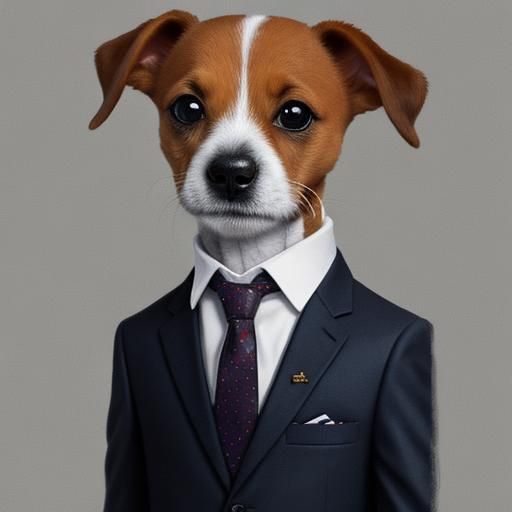 Jack Russell Terrier in Suit and Tie Portrait