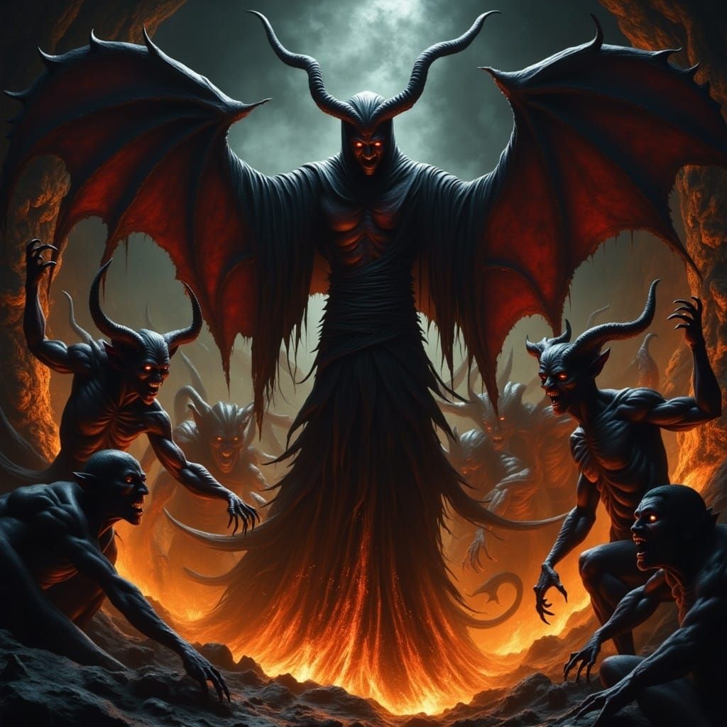 Surreal Devils Dance in a Blazing Inferno