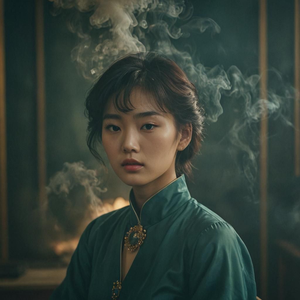 Cinematic Portrait of Korean Model in 80s Style