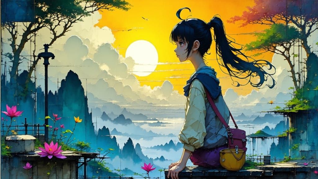 Vibrant Anime Masterpiece in Cel-Shaded Style