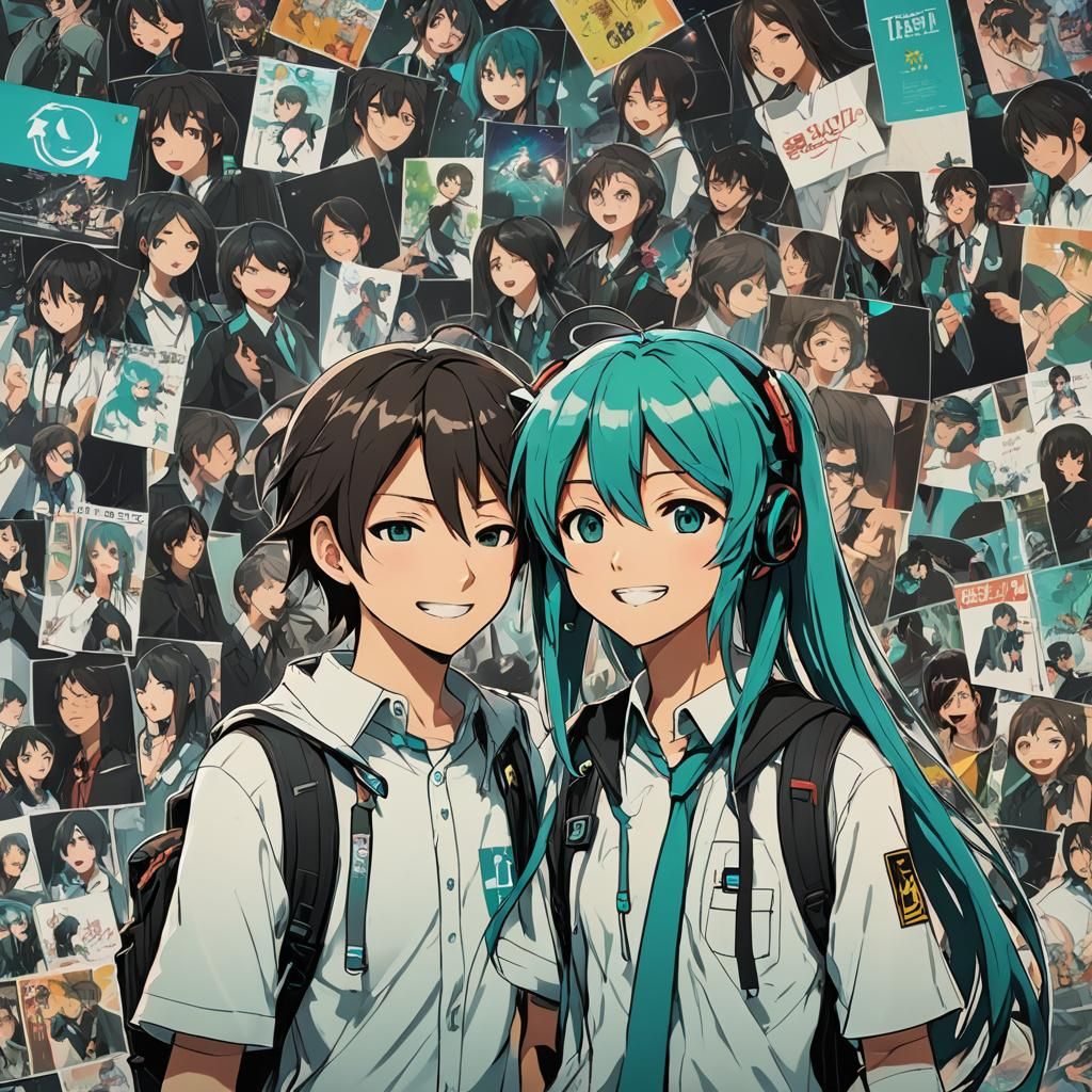 Hatsune Miku Album Cover in Anime Style