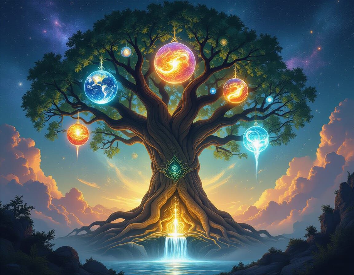 Colossal World Tree in Cosmic Space