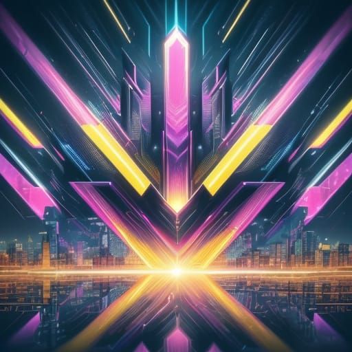 Futuristic City in Pop Art Style with Neon Lights