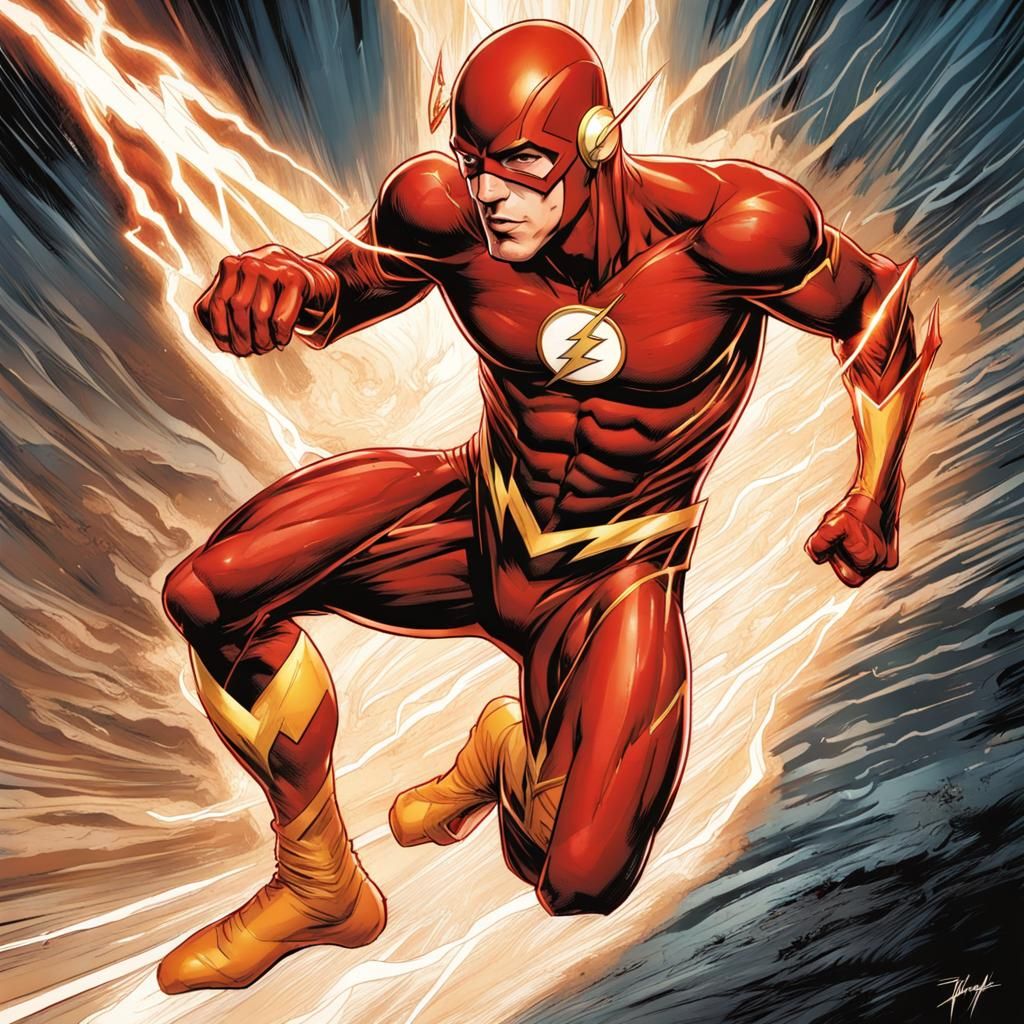 The Flash in Comic Book Art Style