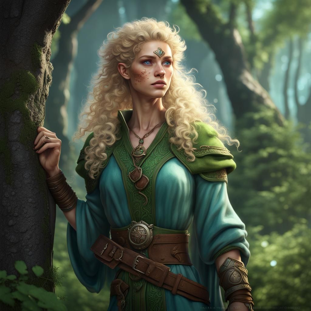 Fantasy Druid Character in Detailed Matte Painting