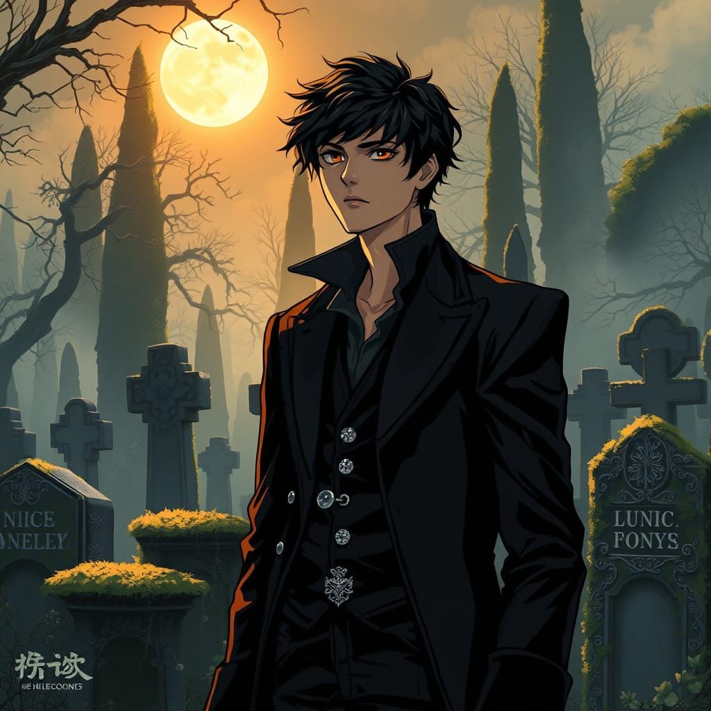 Young Nico di Angelo in a Haunting, Ancient Graveyard
