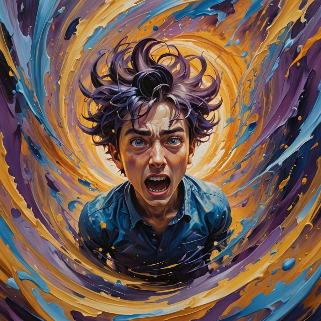 Surreal Falling Person in Oil Painting Style