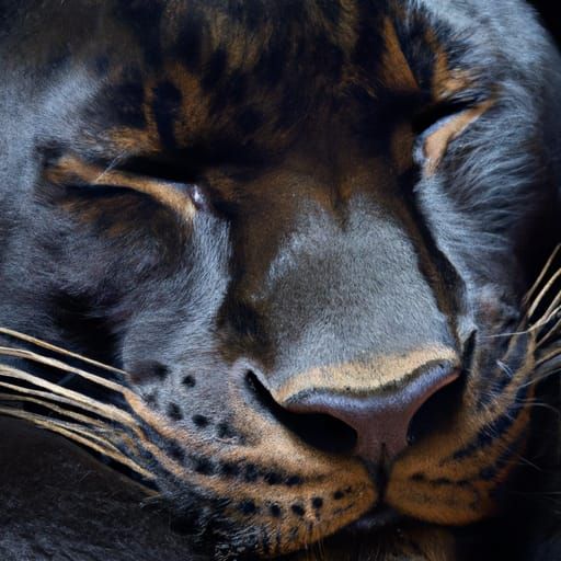 Sleeping Panther Portrait in Studio Lighting