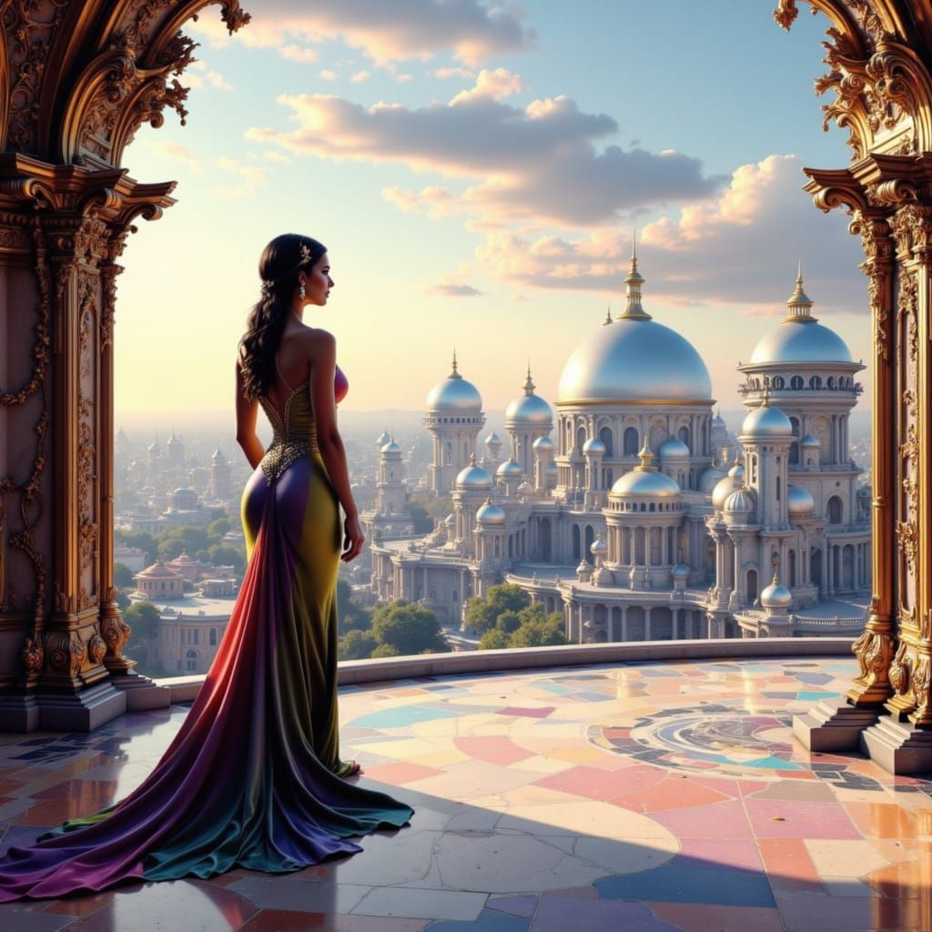 Futuristic Empress Overlooking Rome in Googie Style