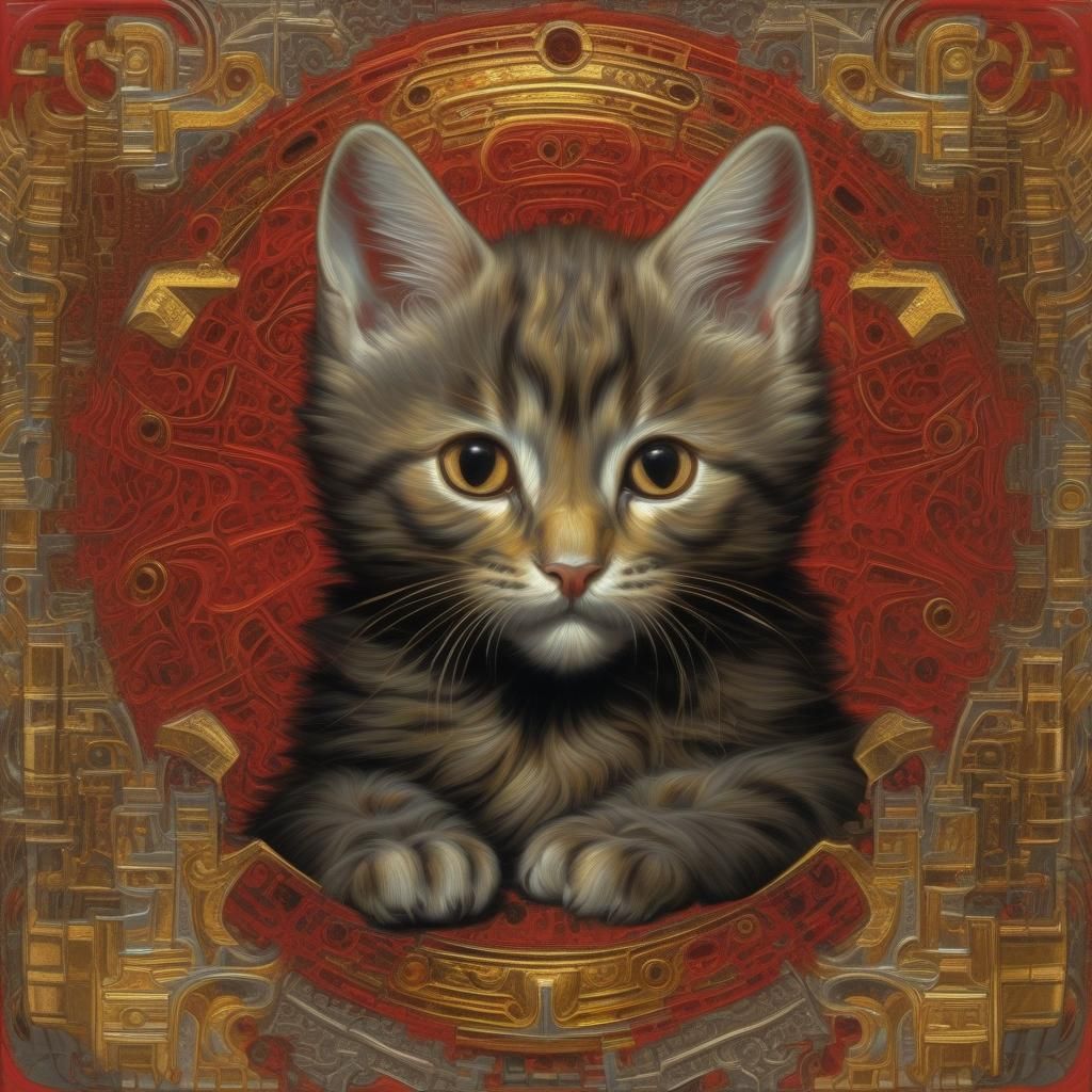 Fractal Kitten in Abstract Art Style