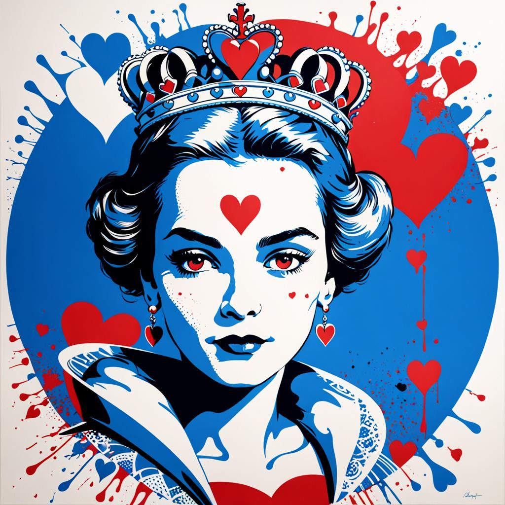Queen of Hearts in Pop Art Screen Print