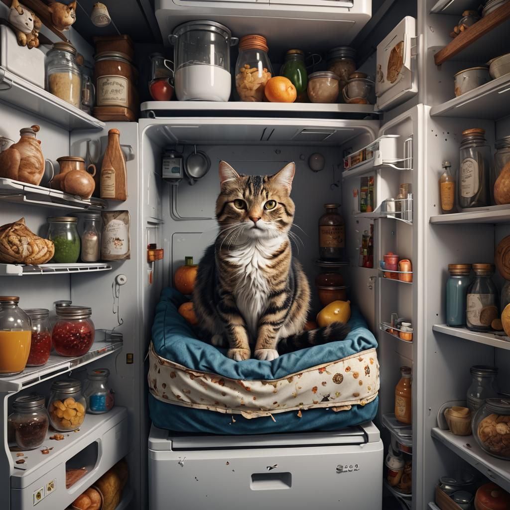 Fantastical Fridge Haven in Detailed Matte Painting