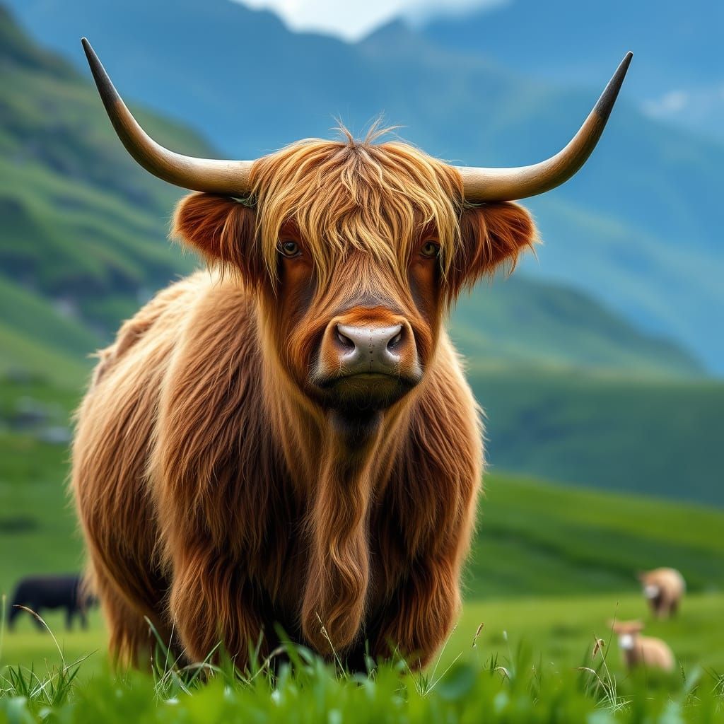 photo realistic close up of a Highland Cow in its natural ha...