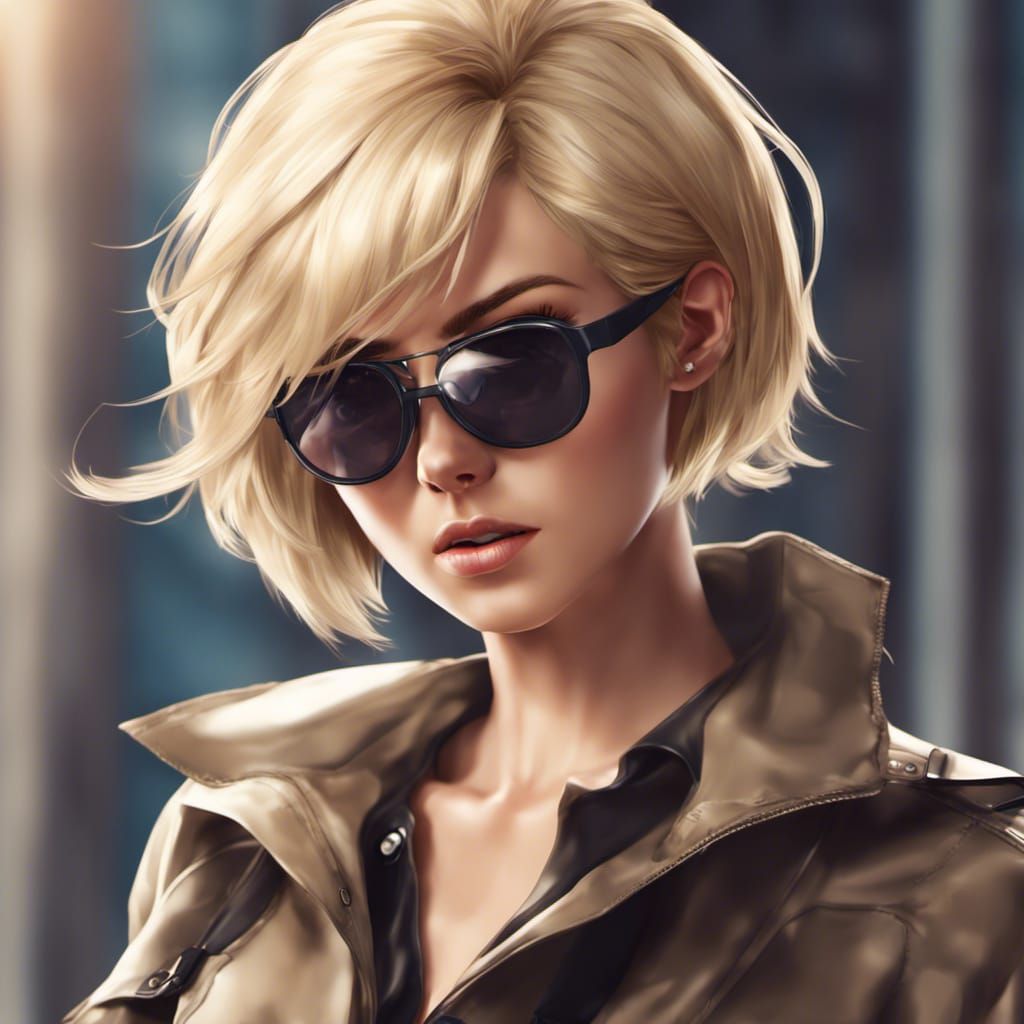 Anime Spy: Blonde, Short Hair, Hyperrealistic Masterpiece