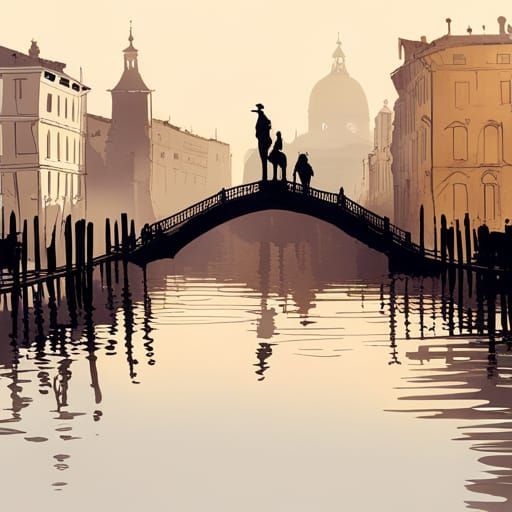 Rialto Bridge, Venice: Intricate Pen Illustration