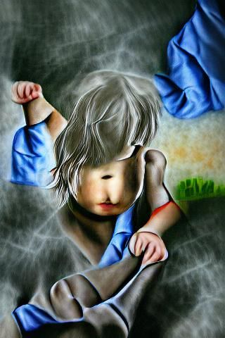 Child's Drawing as Oil Painting on Canvas