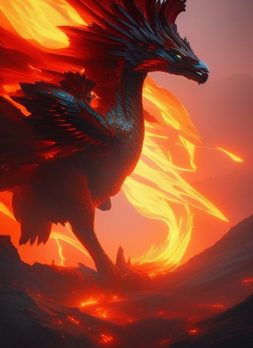 Fiery Pegasus in Art Nouveau Style, 8K