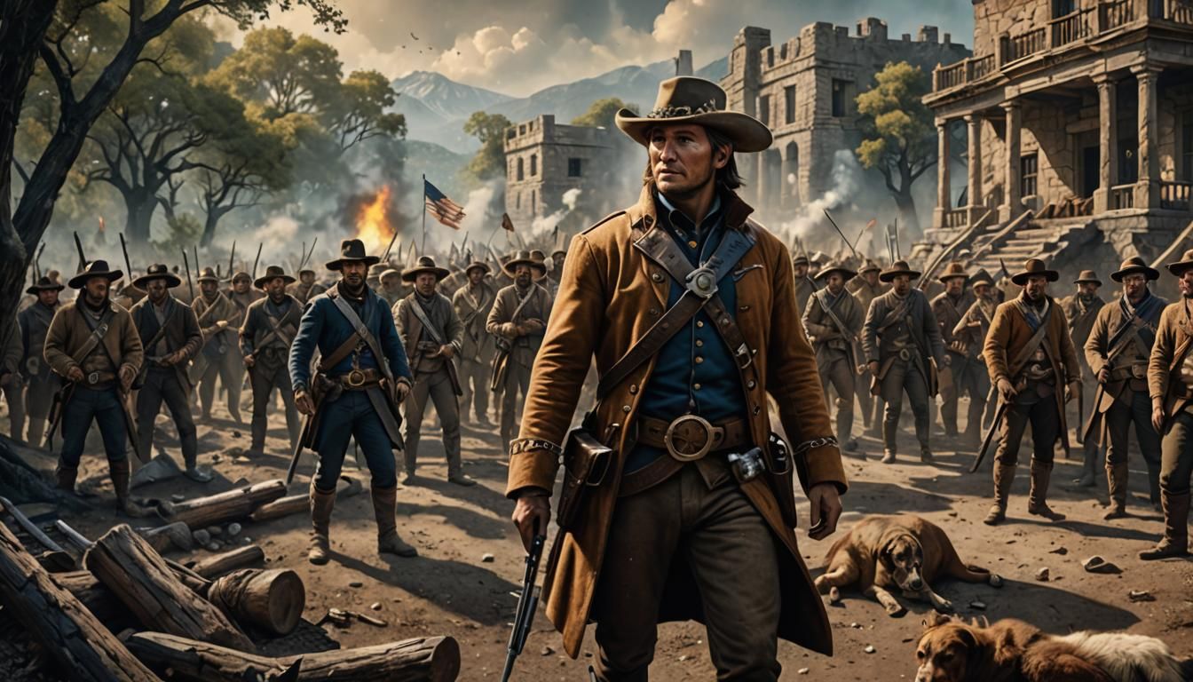 Davy Crockett's Last Stand: Alamo Battle in Detailed Matte P...