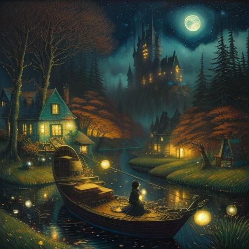 Mythological Dreamscape in Vintage Storybook Style