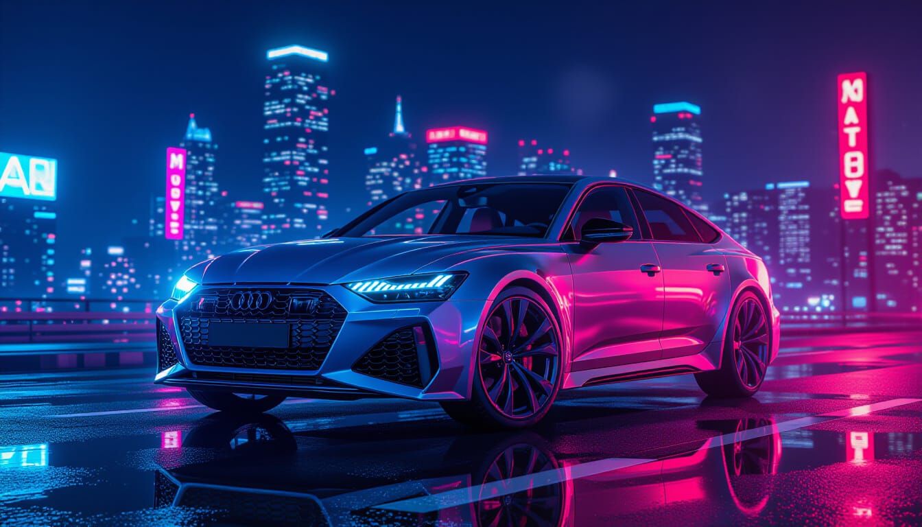 Sleek 2025 Audi RS6 in Neon City Lights
