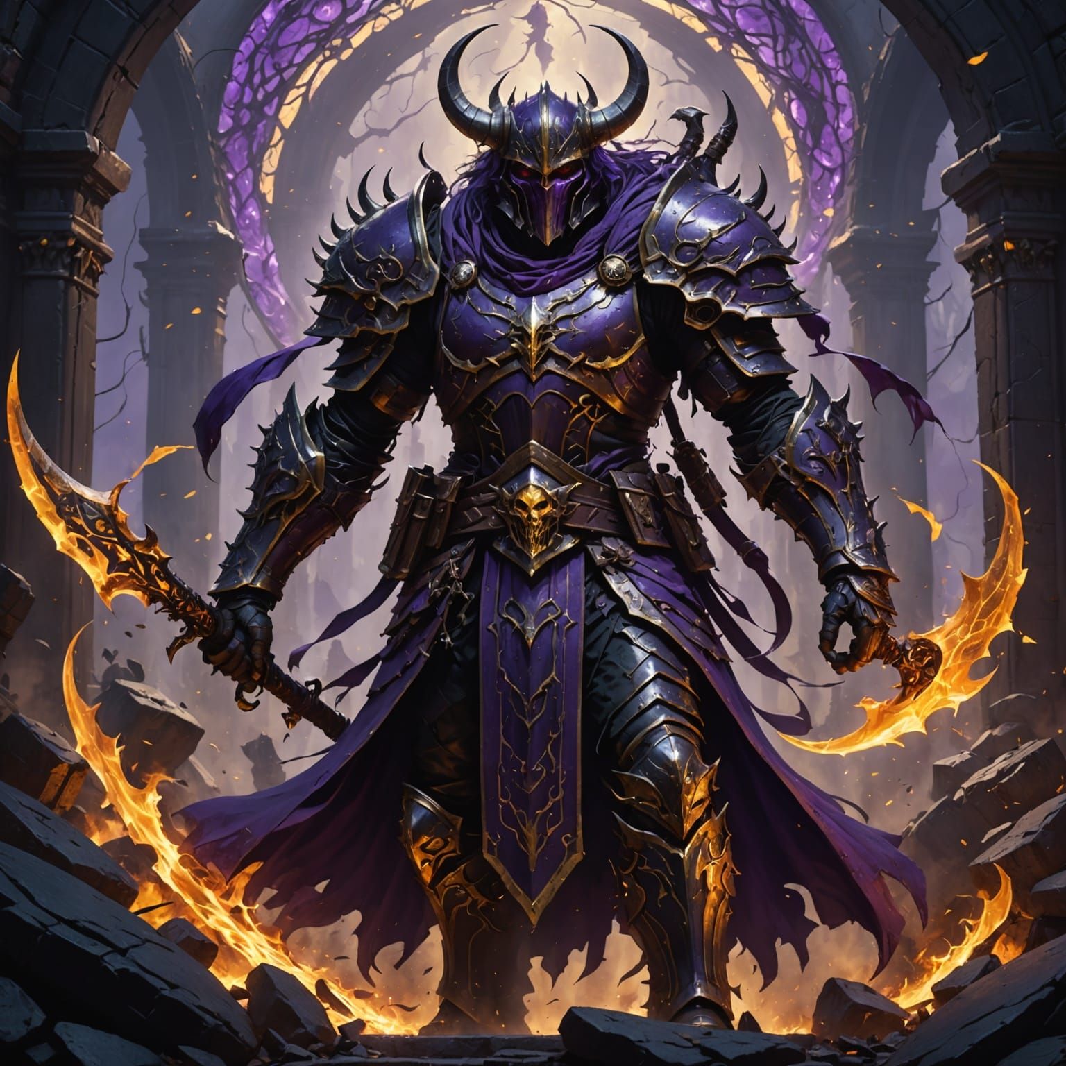 Epic Hell Warrior in Dark Fantasy Art