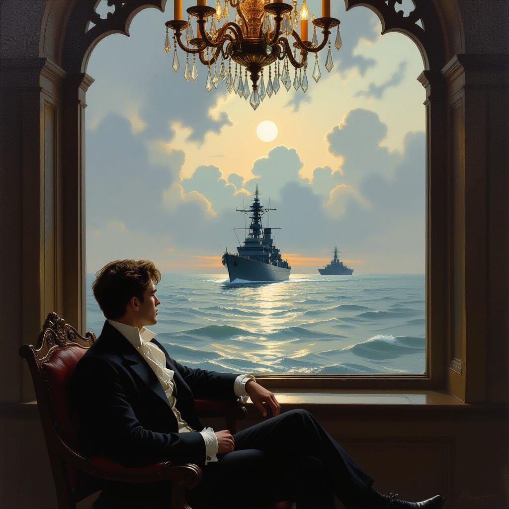 Melancholy Gaze: A Hopper-esque Scene of Reflection