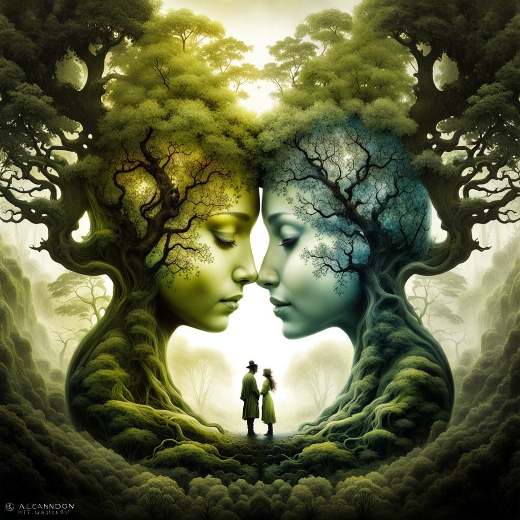 Yin-Yang Dryads: A Hyperdetailed Double Exposure