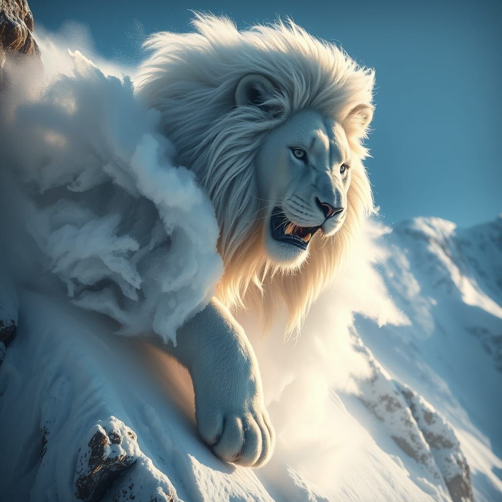 Majestic Snow Lion Avalanche