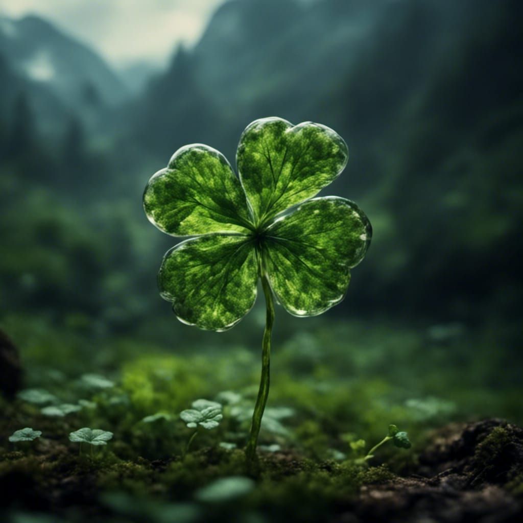 Detailed Four Leaf Clover in Hyperrealistic Style
