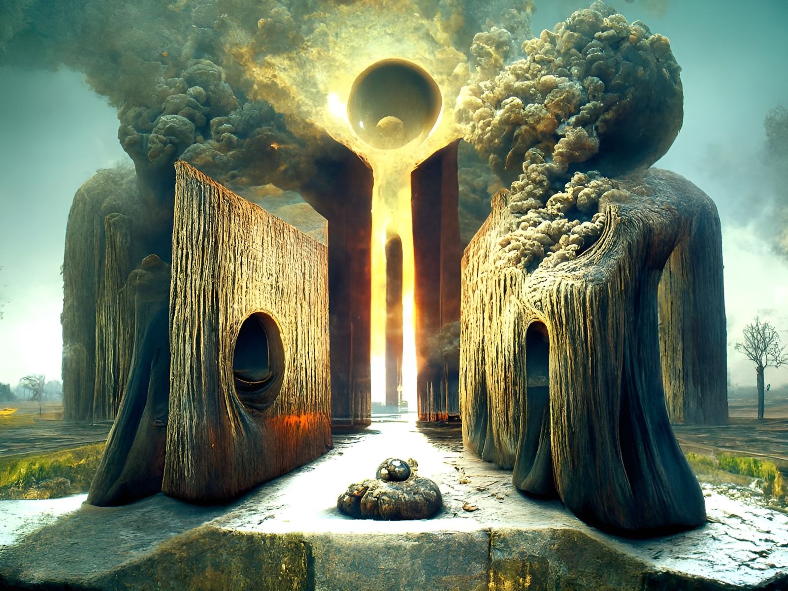 Conceptual Landscape in Art Brut Style