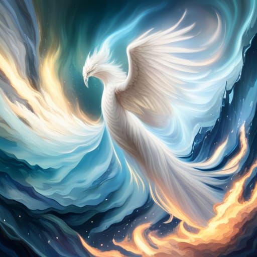 Majestic White Fire Phoenix Rises