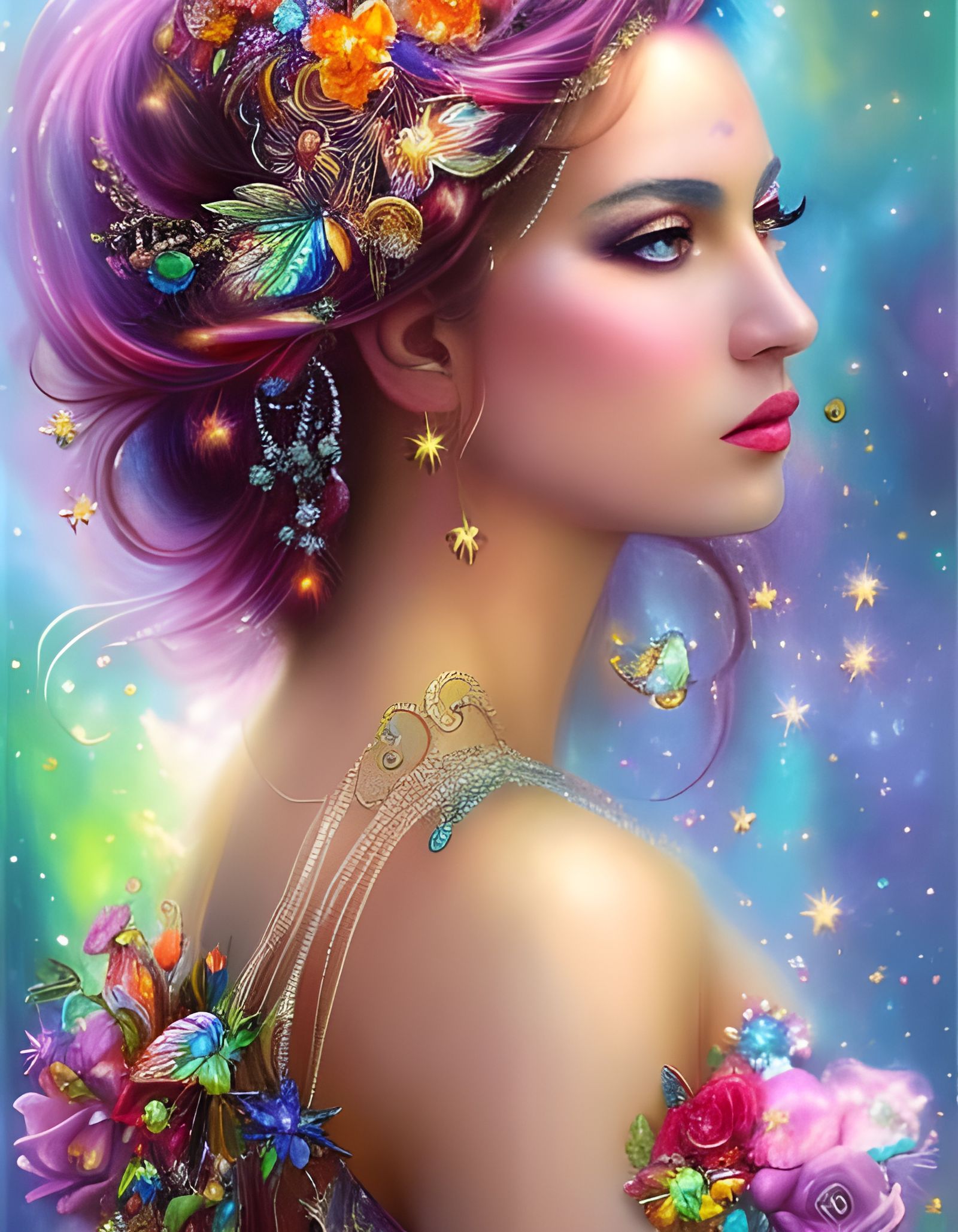 Rainbow Fairy in Whimsical Garden, Splash Art