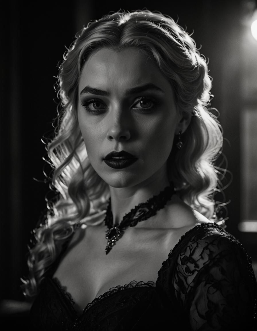 Vampire Portrait in Film Noir Style